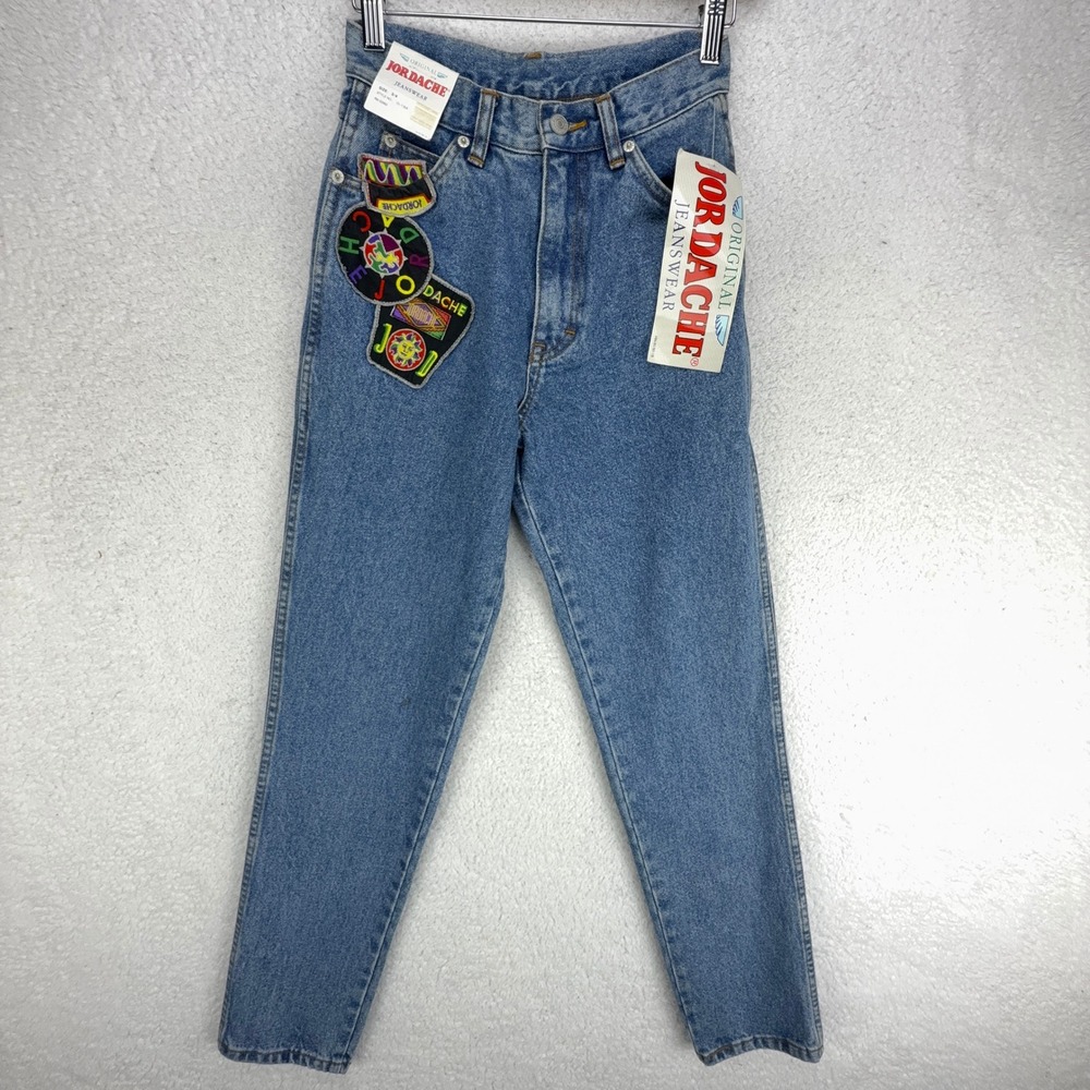 Vintage Jordache Jeans Womens 3/4 High Rise Tapered Leg Patches Denim NWT NOS